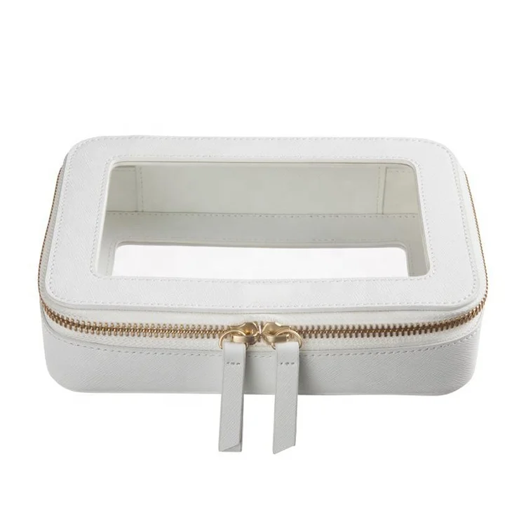 Cosmetic Bags & Cases Beauty Toolbox Custom Logo Leather Clear Transparent Cosmetics Travelling Luxury Makeup Bag