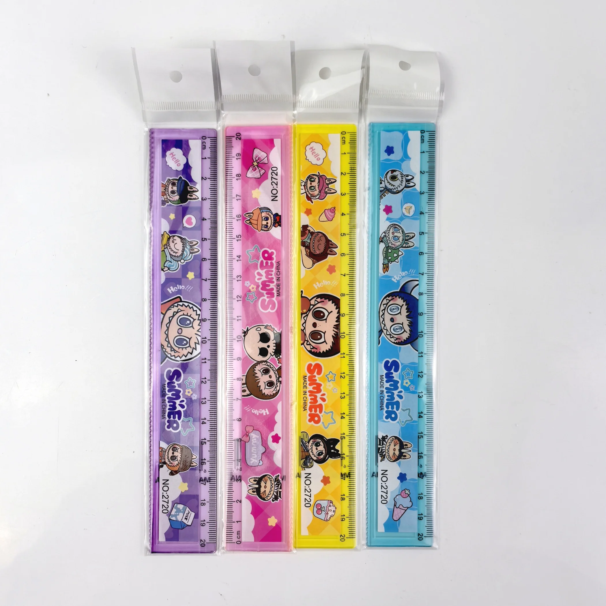 Cute LAbubu cartoon pattern ruler for student school office, 20cm ruler customizable