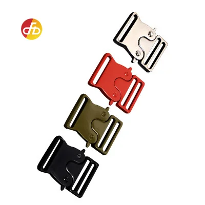 Custom red black silver zinc alloy safe buckle metal quick release tactic belt buckle