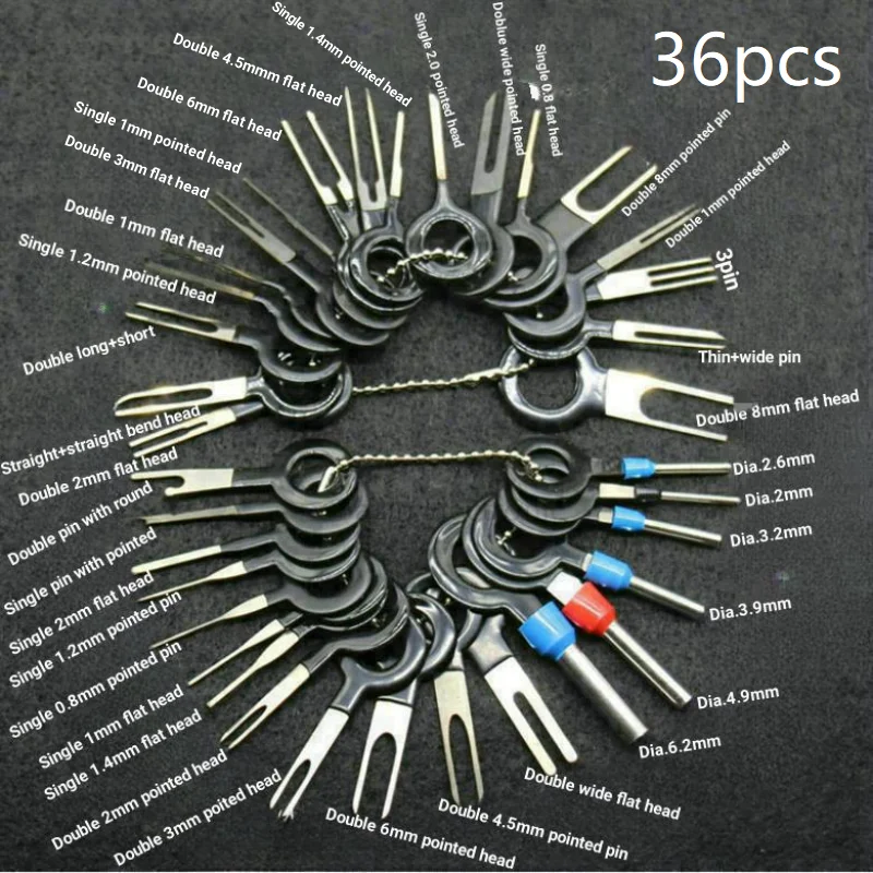 66pcs 38/36/28/18/11/8/3pcs Steel Terminal Removal Tool Kit Car Pin Extractor Tool Set Release Electrical Terminal Ejector Kit