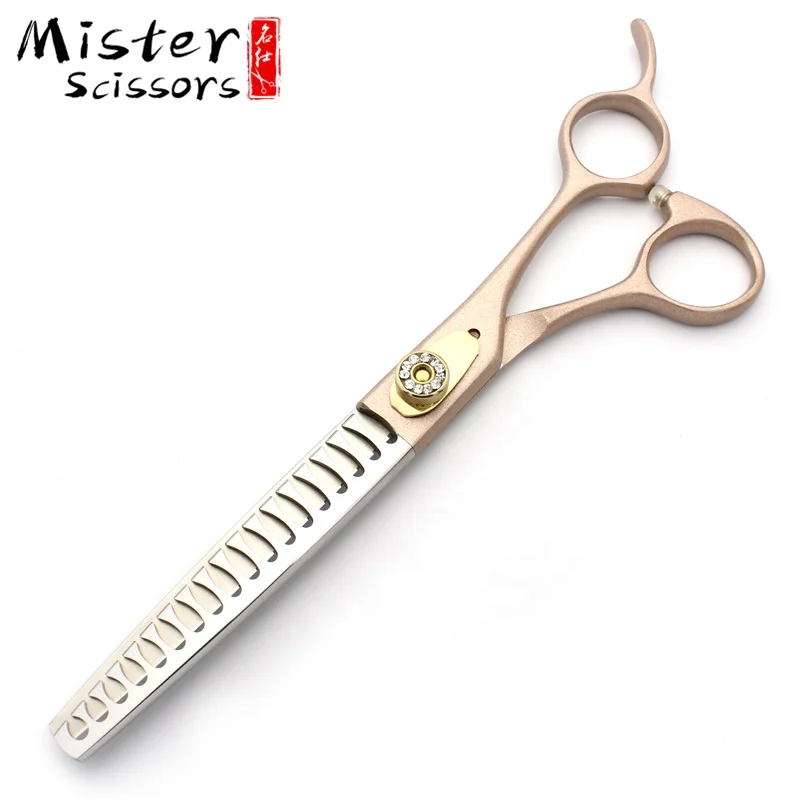 
Rose Gold Professional Pet Grooming Scissors Kit Fishbone Teeth Thinning Scissors 7.0 inch 440C Stainless Steel 