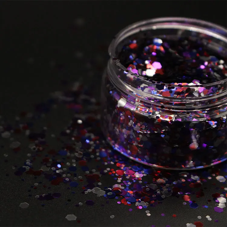 Wholesale Solvent Resistance Holographic Orange Black Mix Color Halloween Glitter in Bulk