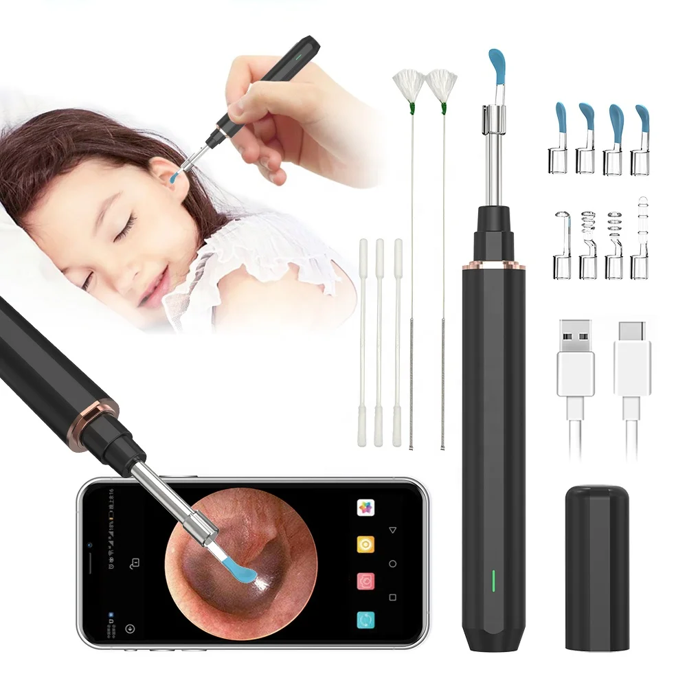 Earwax Removal Wifi Ear Cleaner Otoscope Visible Earpick 1080p Wireless Medical Safe Ear Pick Tool Ear Wax Remover with Camera