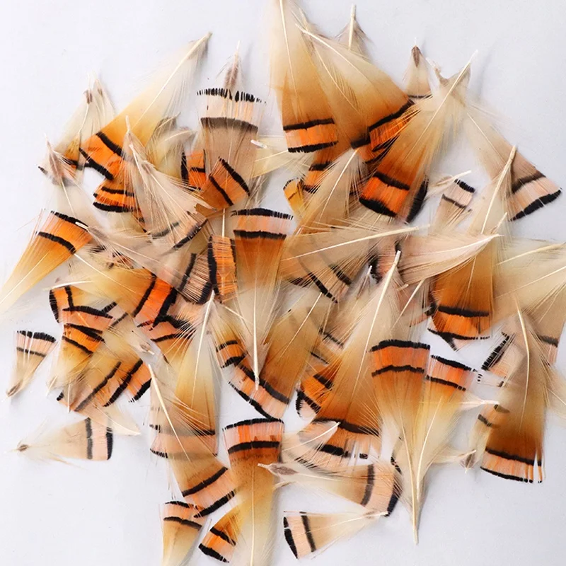 1.6-3.2 Inch(4-8 cm)Wholesale High Quality Natural Color Golden Pheasant Head Feather orange small feathers