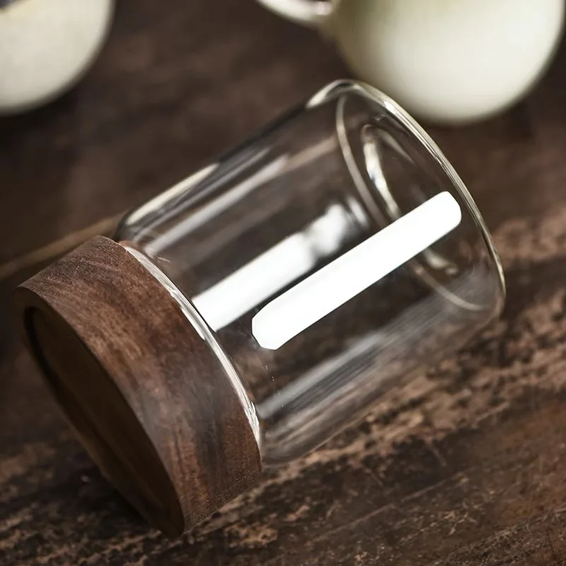 3oz 65*55mm 100ml glass face cream jar with screw acacia wooden lid