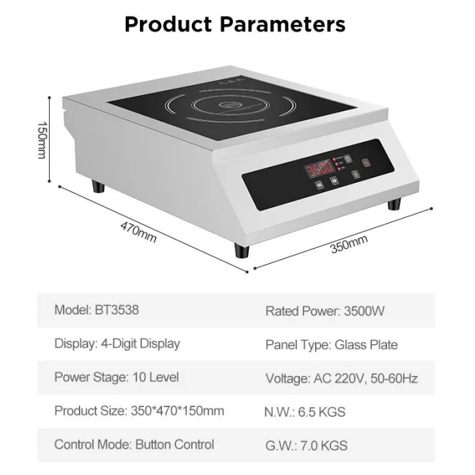 High Speed Commercial Electric Stove 3500w AC 220v Induction Cooker for Kitchen Appliance Wholesale with Dual Cooling System