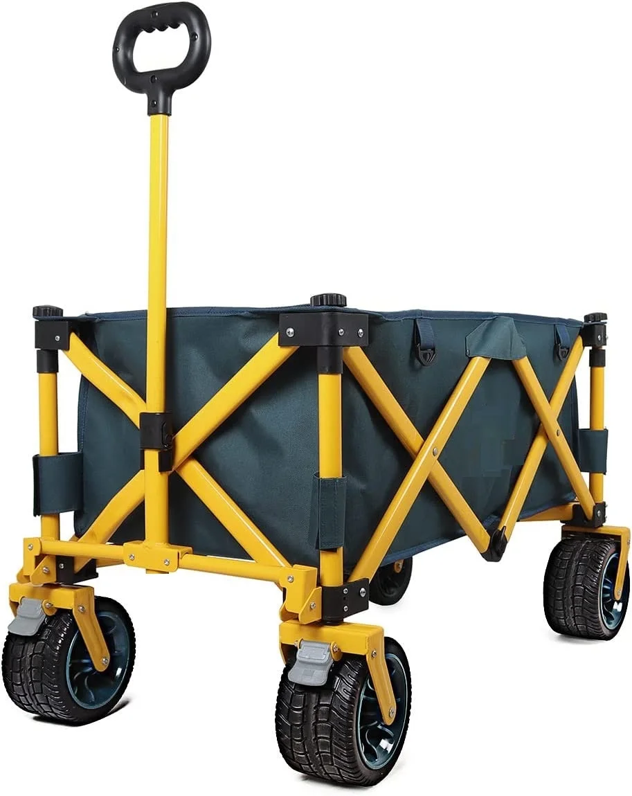 Collapsible Folding Wagon, Heavy Duty Utility Beach Wagon Cart with Big Wheels,  for camping and outdoor