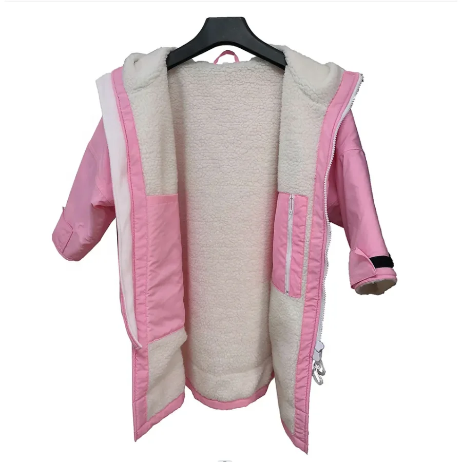 Custom Logo Winter Long Sleeves Fleece Lining Dry Surf Changing Robe Waterproof for Beach Swimming