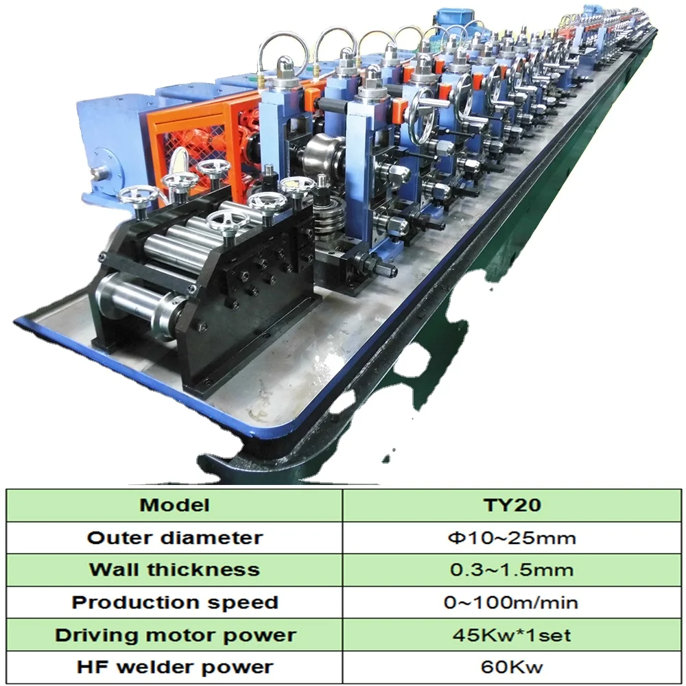 TY20 High Precision  Automatic Galvanized Steel Pipe Production Line / Welded Tube Making Machinery