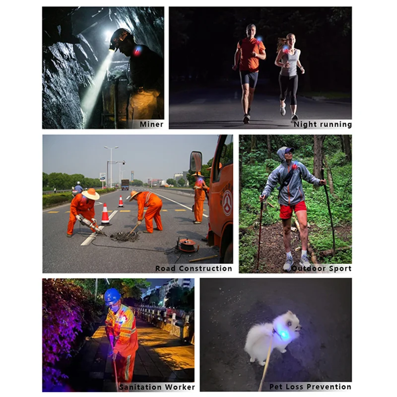 Red Blue White Light Charging LED Multifunction Clip Flashing Warning Safety Shoulder Light Emergency Lighting