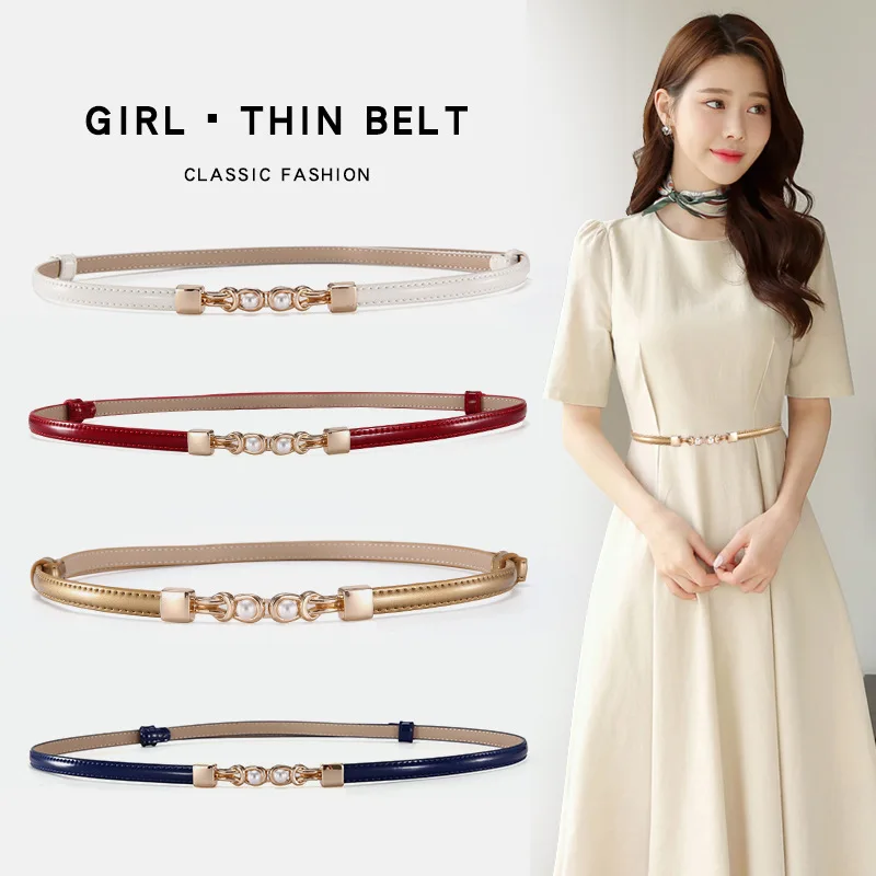Female decoration with skirt versatile simple thin leather belt waist Korean fashion decoration belt