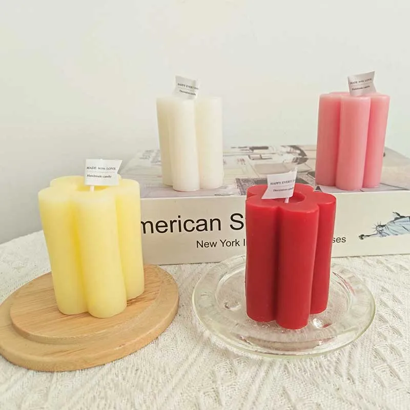 Wholesale Custom Nordic Premium Ins Style Original Geometry Decorative Handmade   Pillar Flower Candle Gifts