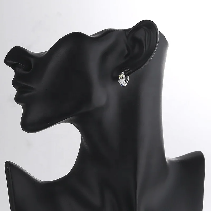 Wholesale Colorful Classic 3A Cubic Zirconia S925 Sterling Silver Plated Huggie Earring For Women Luxury Jewelry