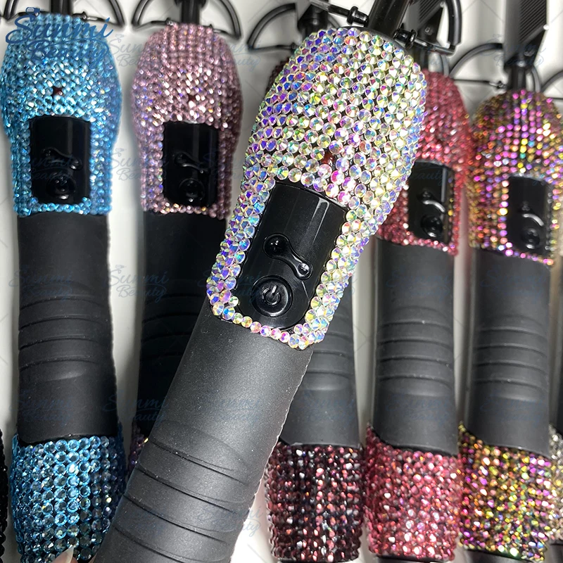 Amazon Hot Sale Bling Crystal Diamond Custom Professional Electric Hot Comb Hair Straightener Hair Styling Tools Hot Comb