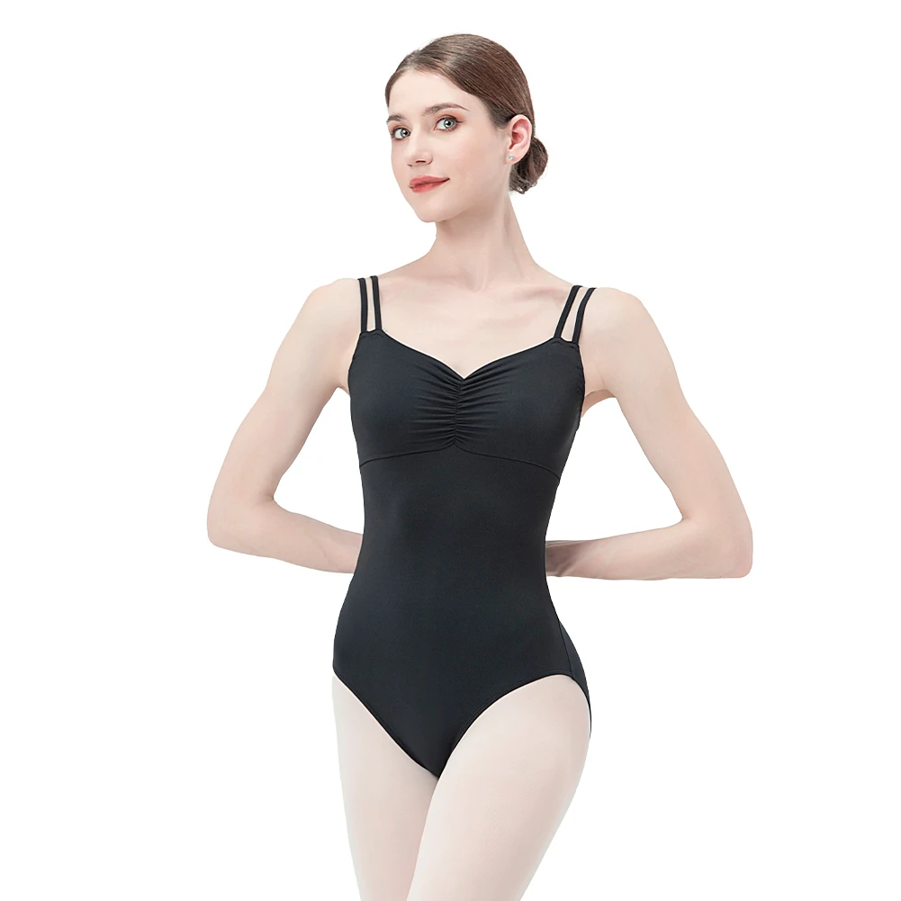 Double Strap Crisscross Back Black Bodysuits For Women