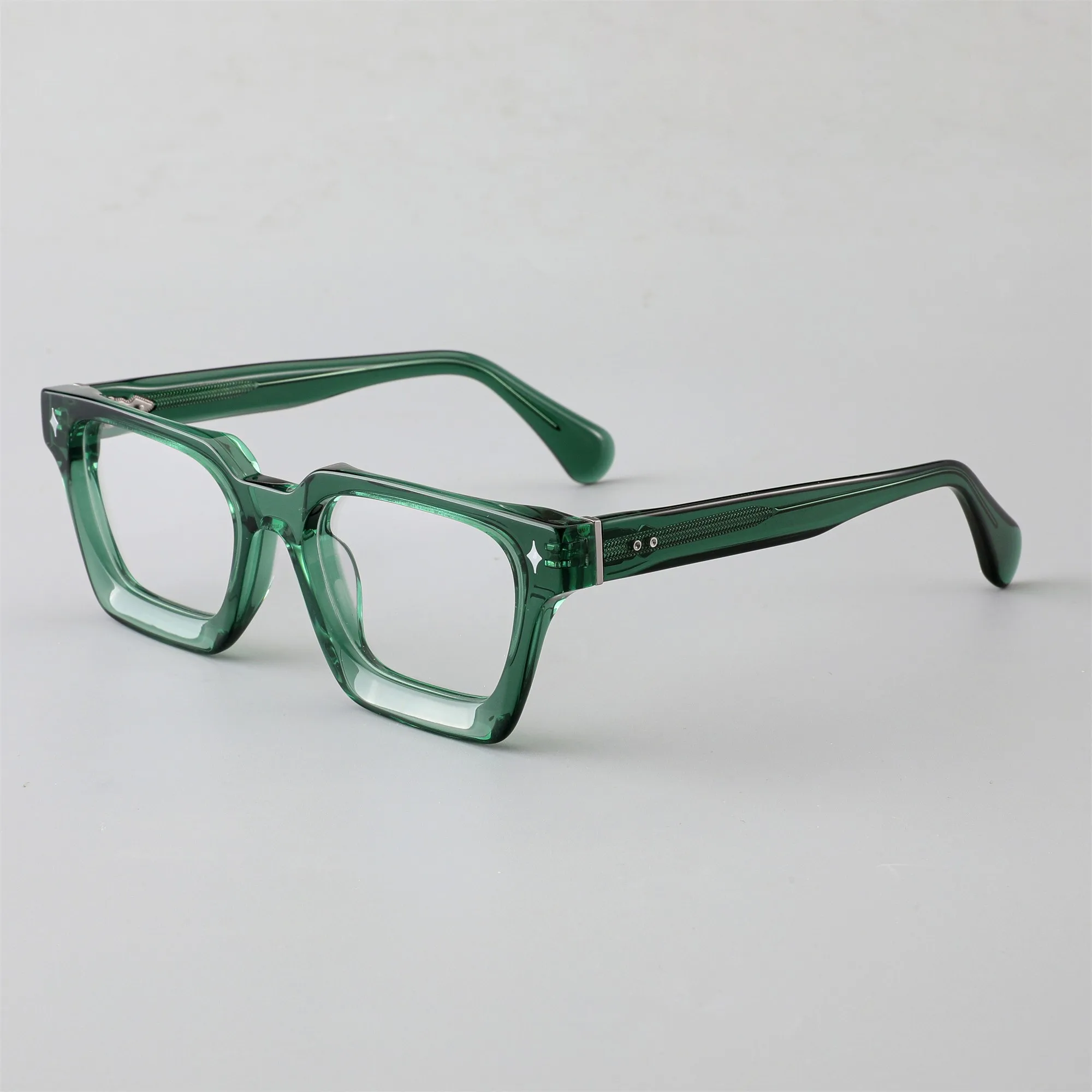 F3302 Vintage Square Glasses Frame Men Classic Candy Color Green Glasses Hand Made 8.0mm Acetate Eyeglasses For Male
