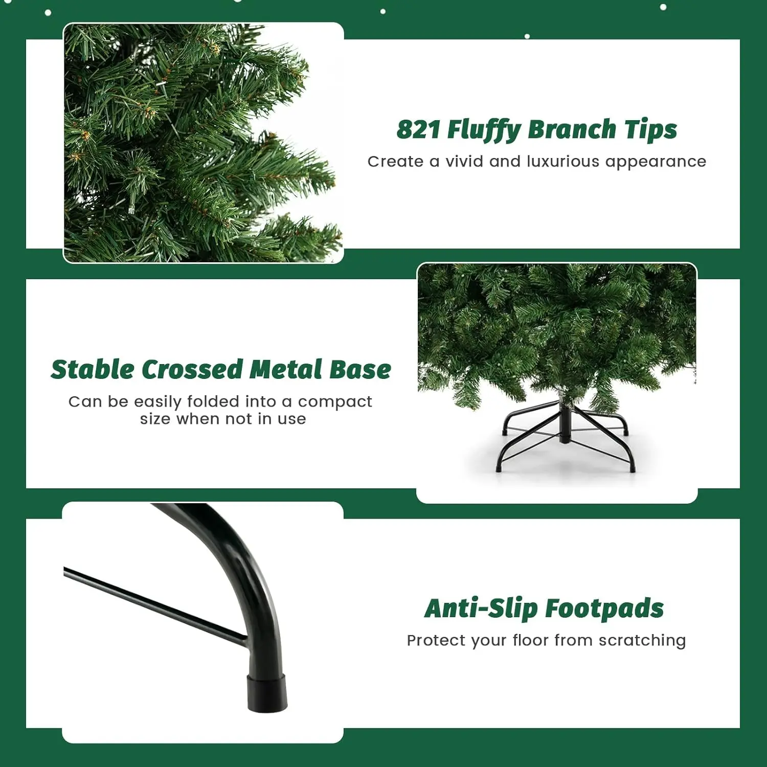 6FT Pre-lit Christmas Tree, Premium Hinged Spruce Tree, with 560 LED Light and Metal Stand, Xmas Tree for Holiday Indoor Decor