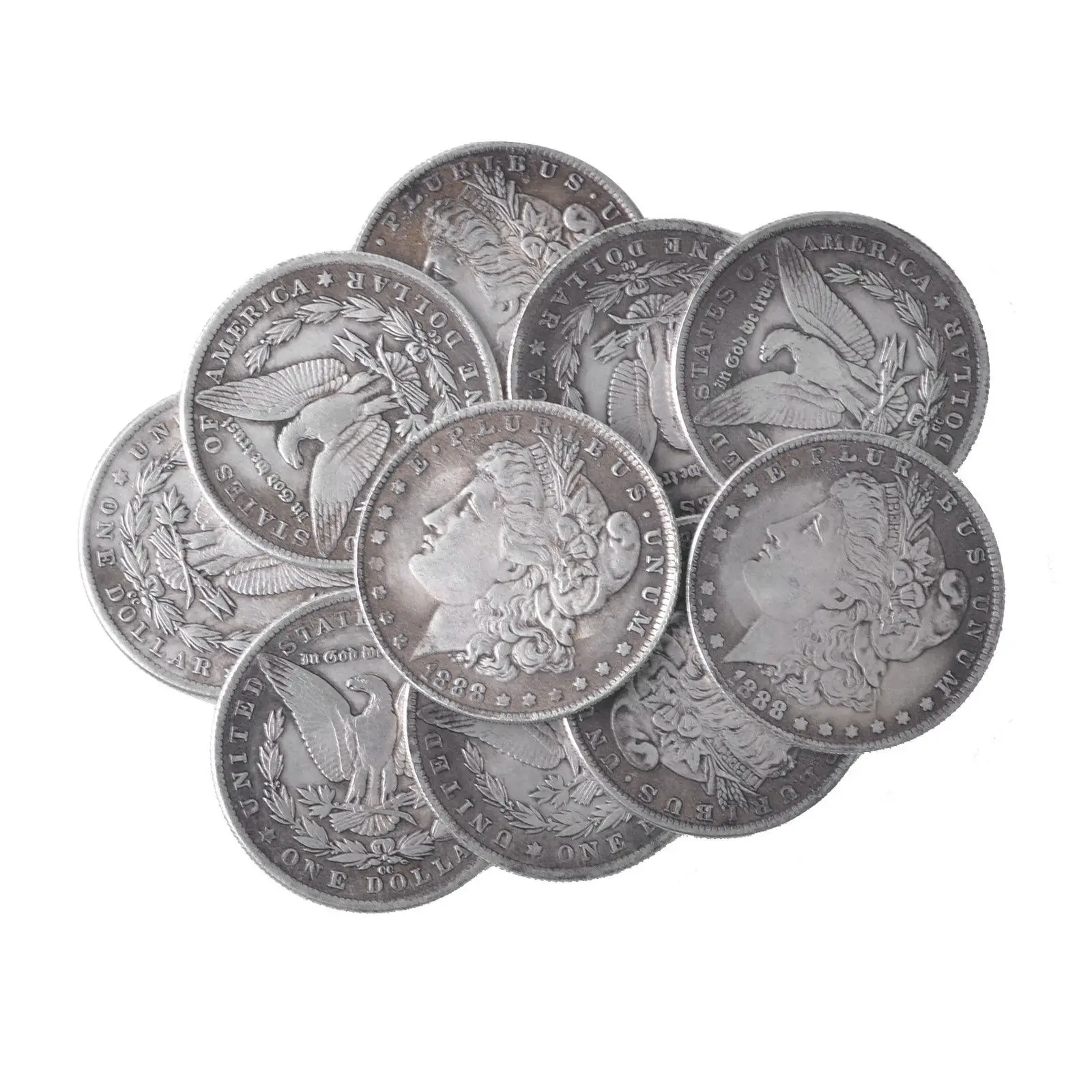 
1888 Steel Morgan Dollar (3.8cm) Magic Trick Coins Magic Accessories Commemorative Collectibles Coins 