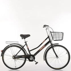 For Sale 22/24/26 Inch City Commuting Women Bike Single 6 Speed Bicycle with Basket for Adult Student Cycle in Stock