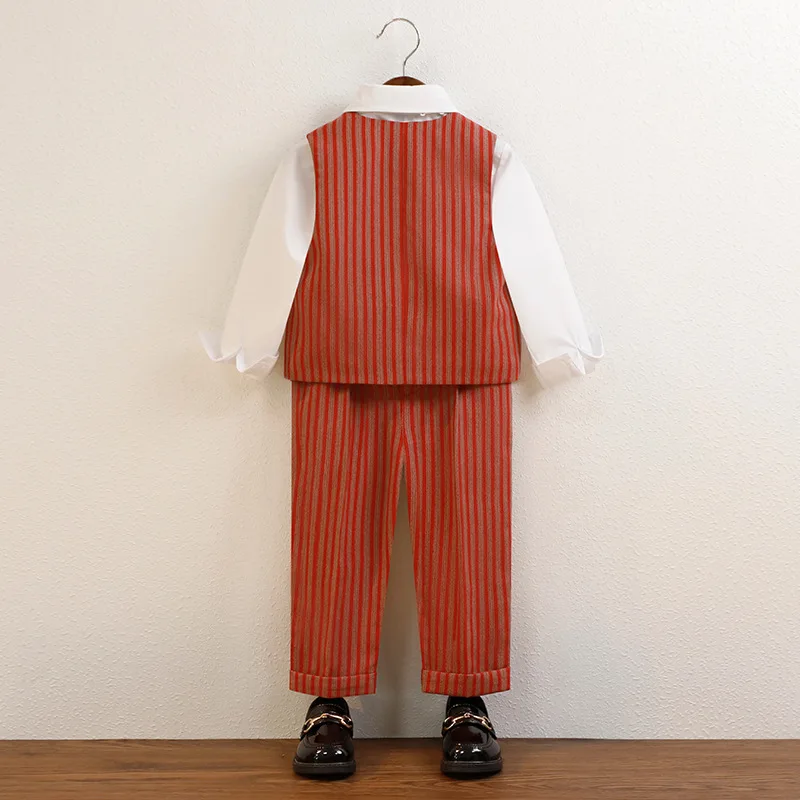 Red Stripe Children Handsome Blazers Suit Kids Piano Stage Performance Baby Boys Birthday Party Wedding Formal Suits Clothes