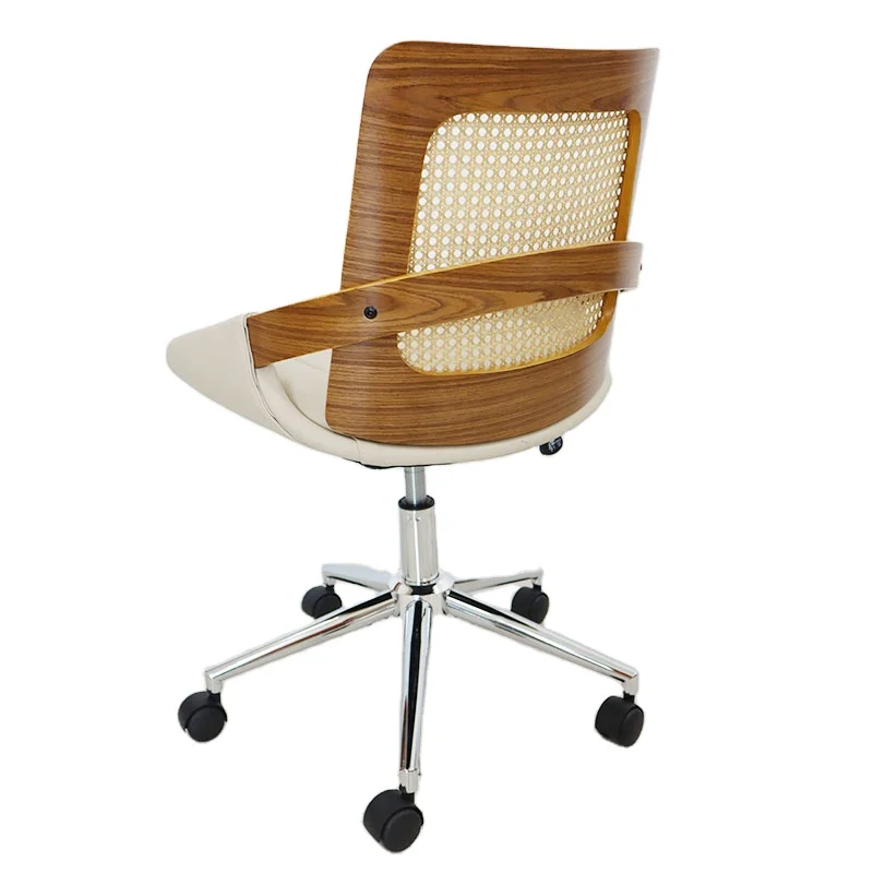 Luxury Upholstery Home Comfortable Swivel Executive Ash Metal Frame Arm Rest Office Chairs With Rattan Back