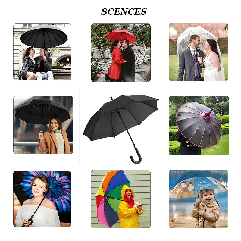 Custom Your Brand Stretch Strong 23 inches Windproof Straight Umbrella Compact Suit Travel People Golf Umbrella for the Rain