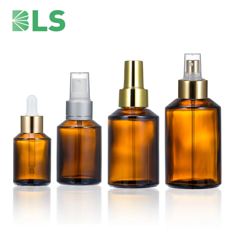 Wholesale 15ml 30ml 120ml 230ml cosmetic packaging frosted amber boston glass essential oil dropper bottle