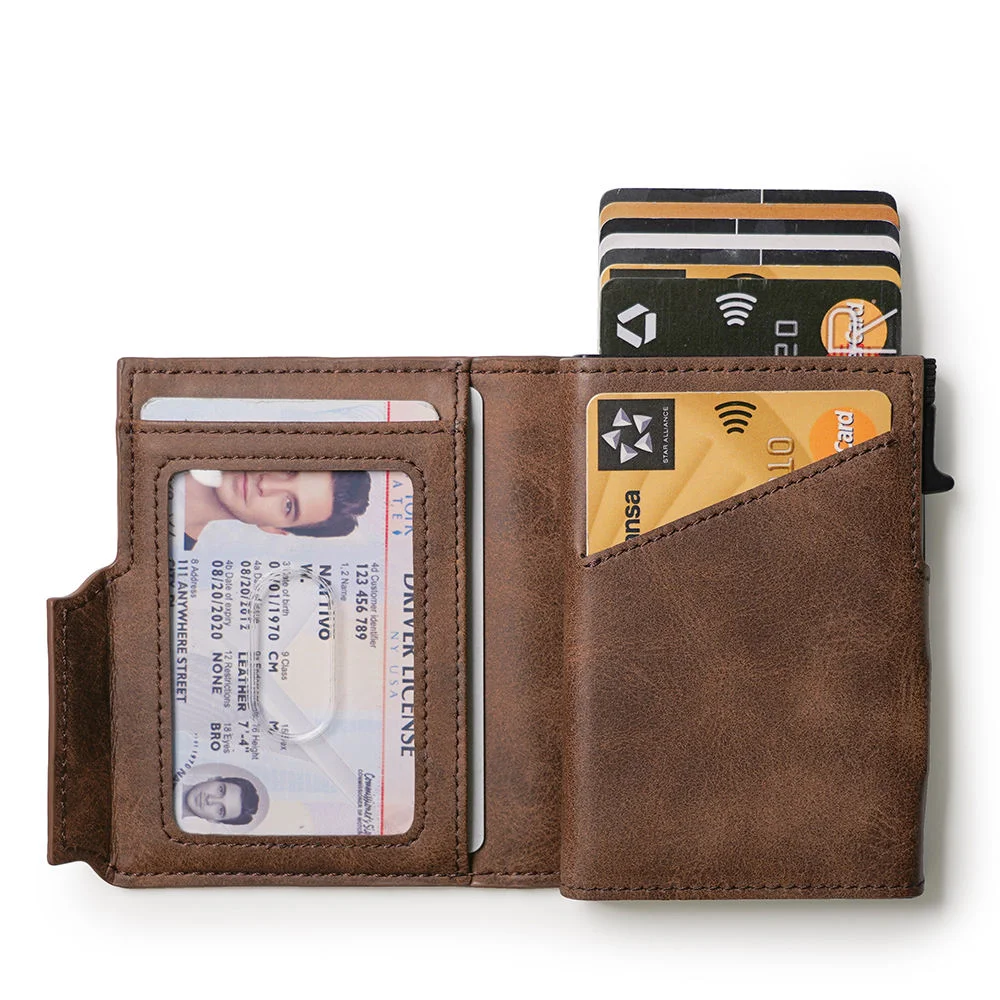 RFID Pop Up Алюминиевый металлический держатель для карт кошельки с пользовательским логотипом держатели кредитных мужчин