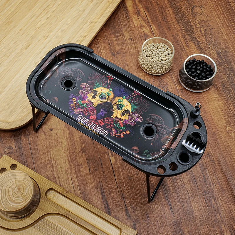 Factory patented Cigarette workbench tinplate rolling tray Gift Set Mini Rolling Tray Plastic tube Kit Set