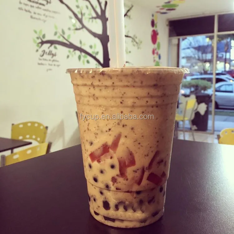 95mm caliber ice coffee cup beverage manufacturer disposable plastic PET cup with cover boba tea yogurt customizable slush cups