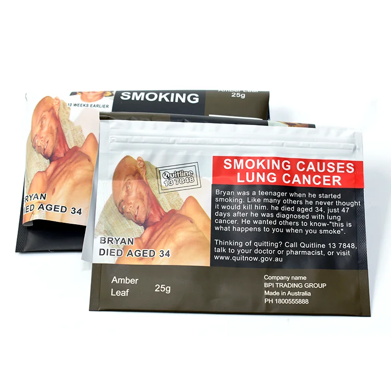 australian standards walter 25g 50g spice cigar tobacco leafs package pouch with ziplock packagine bags