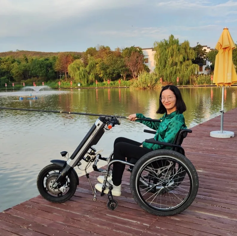 Folding wheelchair attachment electric wheelchair tractor disability wheelchair drive kits Mijo MT04 lightweight handbike