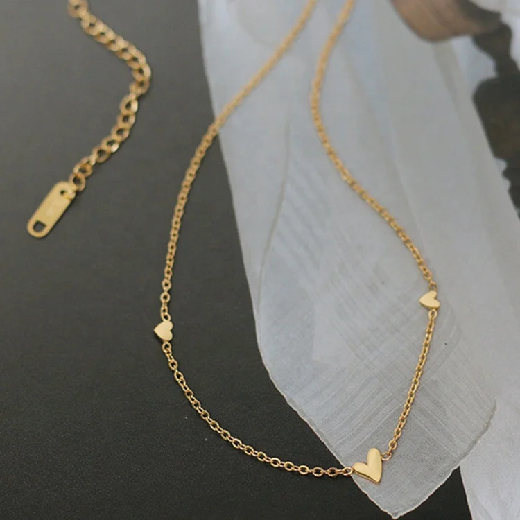 Dainty Stainless Steel Sideway heart charm Necklace 18K Gold plated Necklace Jewelry for young women