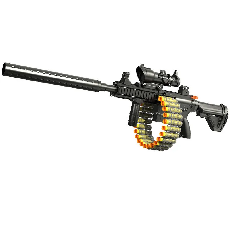 M416 Electric Serial cartridge Chain sucker soft Bullet Chicken equipped assault rifle Boy soft pellet toy gun
