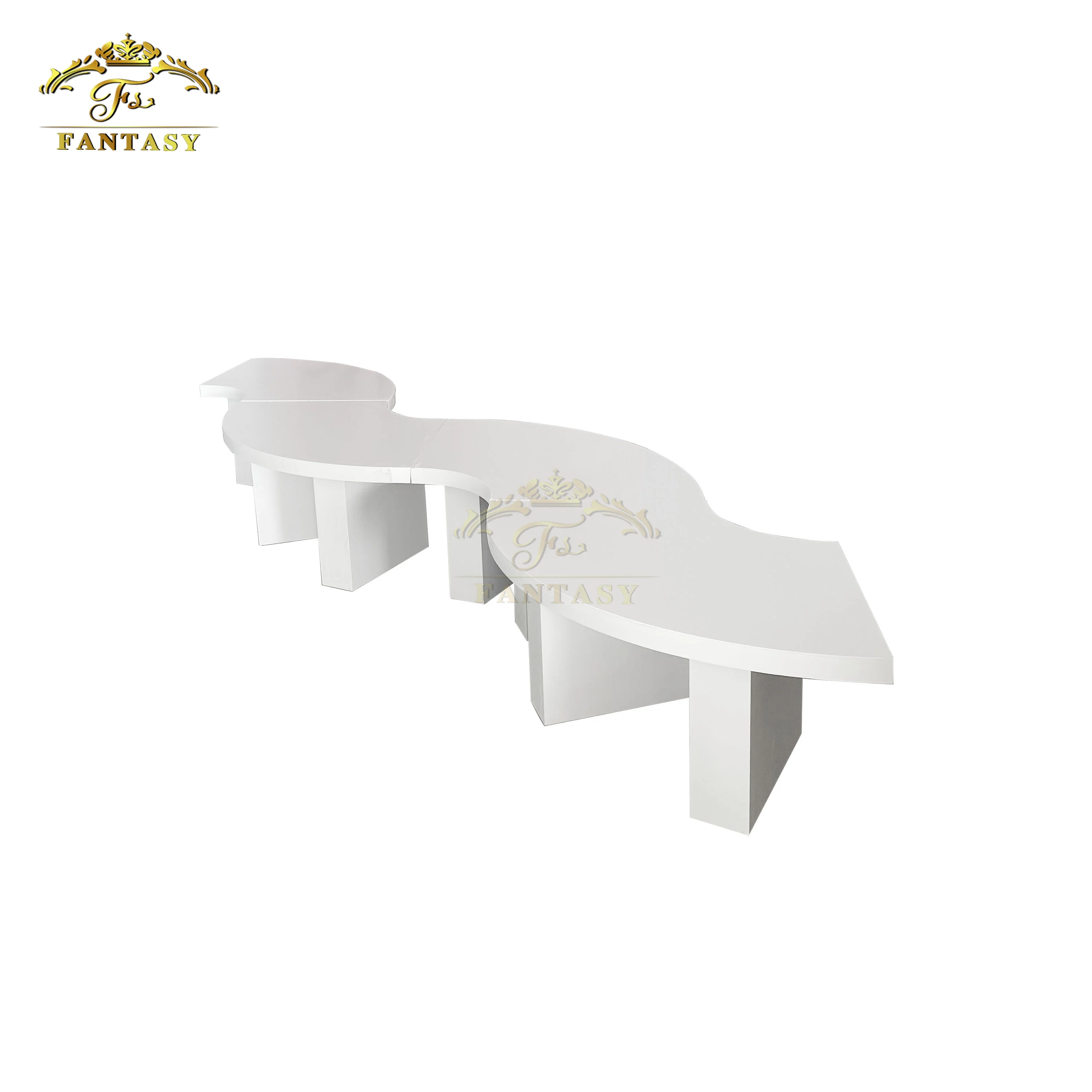 High Quality white mdf top s shape banquet table children party dining table