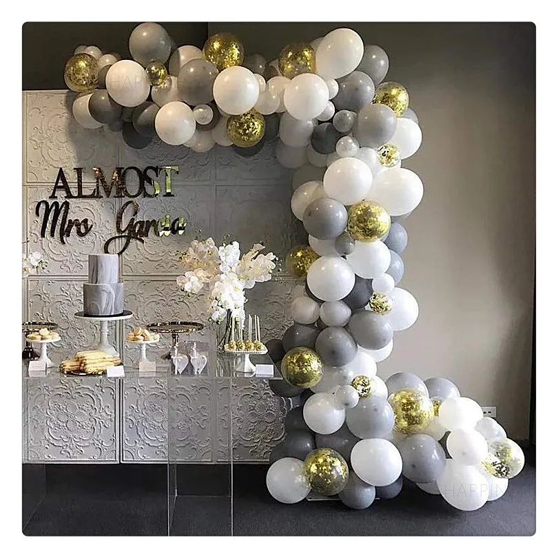 White Gray Birthday Balloon Arch Kit Accessory Balloon Stand Party Decoration Wedding Arch