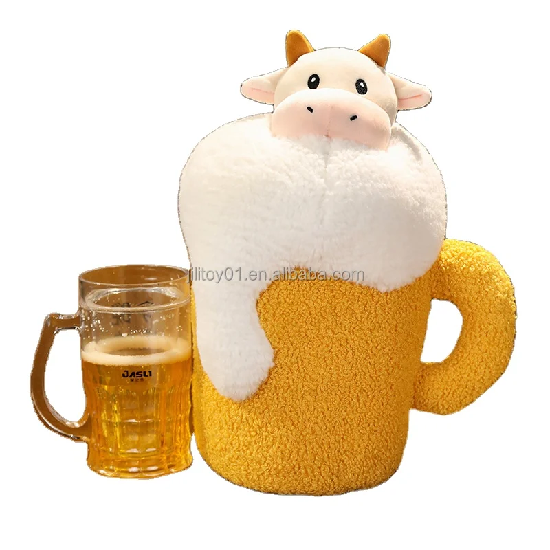 dropshipping 2022 beer design cow plush toy pillow best seller custom stuffed animal wholesalers