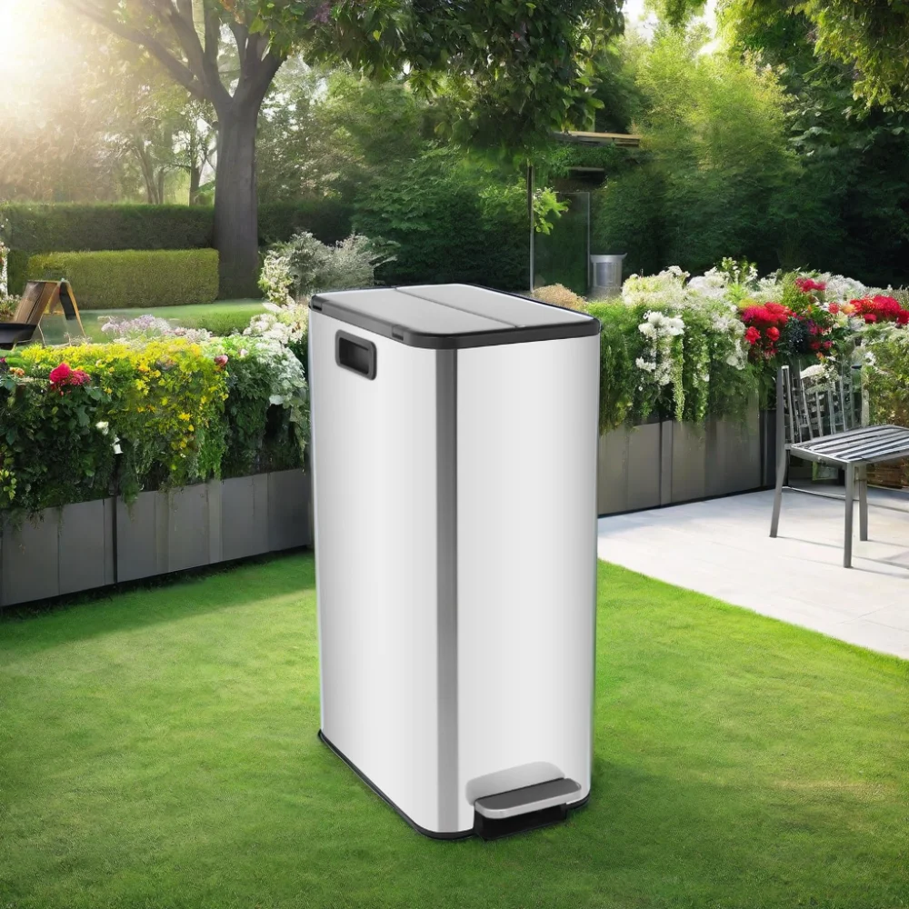 Recycle Bin Garbage Bin Open Top Round Waste Bin Brushed Finishing Cover Stainless Steel Luxury Small