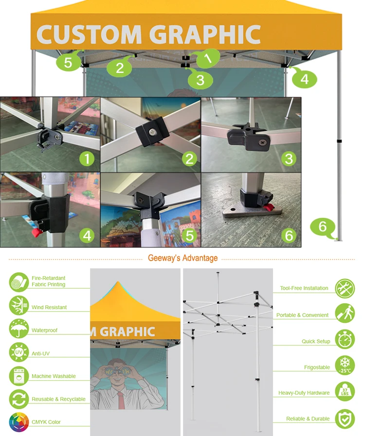 GEEWAY Wholesale Outdoor 10x10 Pop up Trade Show Canopy Tent for Sale