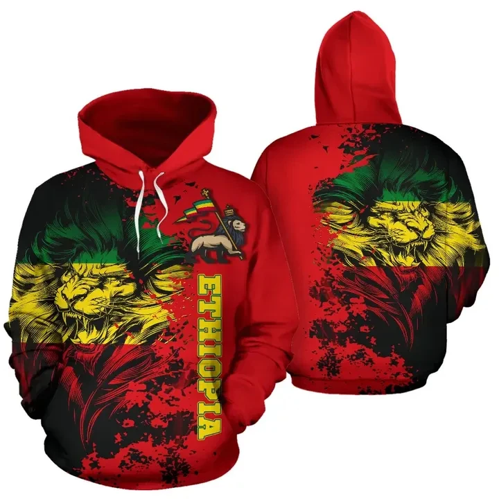 The New Ethiopian Hoodie Ethiopia Lion Rasta Clothing Wholesale Private Label Personalized Hoodies Men Custom Logo Men Hoodie