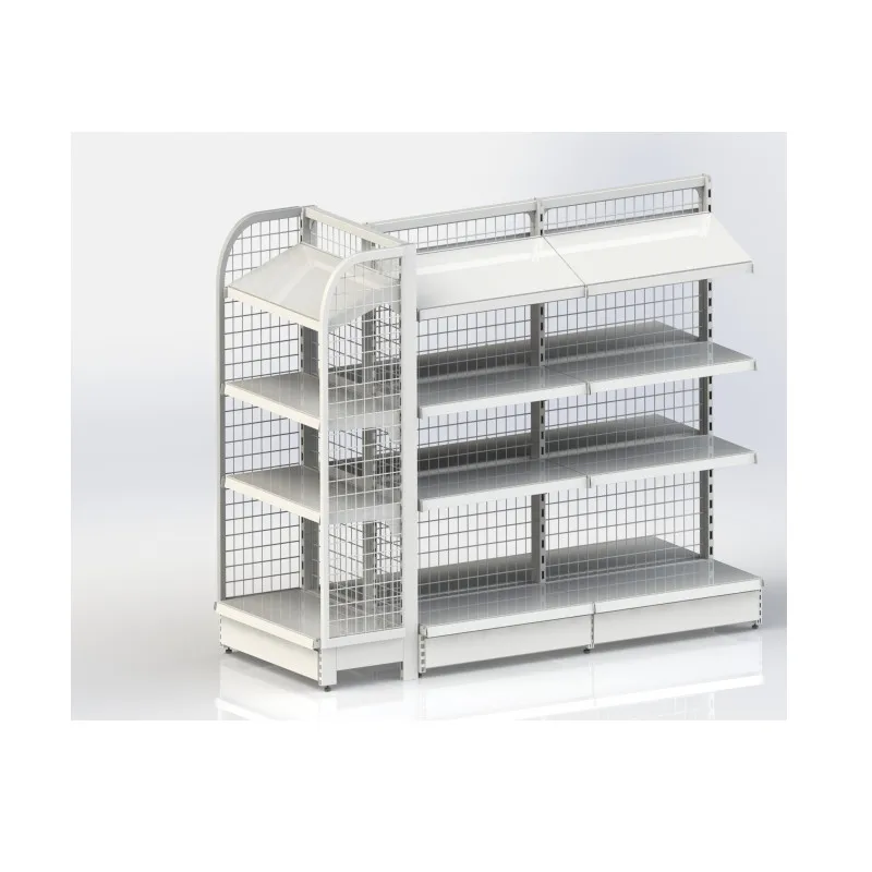 Metal Wholesale Store Super Market Gondola Shelving Display Storage Candy Wall Mesh Shelves For Supermarket