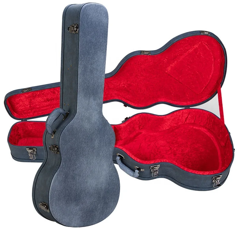 Factory Direct Sale Wash Denim Fabric Moisture-proof Wooden Classical Electric Hard Instrument Case