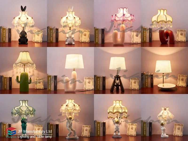 Decorative Polyresin Table Lamp with Multiple Shapes Beautiful Lampshades for Home Hotel Bedroom Living Room Wedding