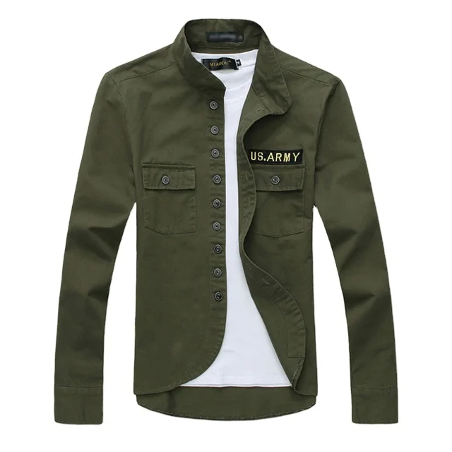 High quality OEM chest pockets army green mult button military style uniform bomber jacket