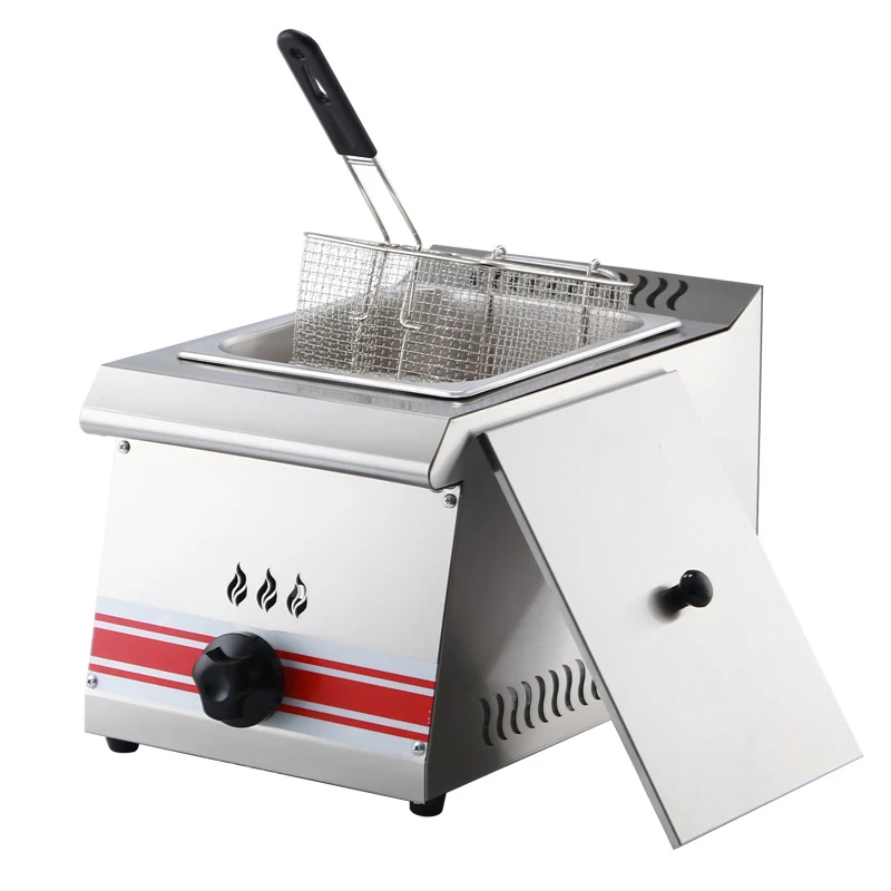 Stainless Steel Gas Chips Deep Fryer for Restaurant KFC fast food shop with Temperature Thermostat and Gas Safety