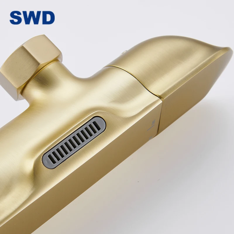 Rain Hot Cold Bathroom Brushed Gold Shower Mixer 3 Outlets Gold Bath Mixer Faucet Shower Head Faucet Set Rain