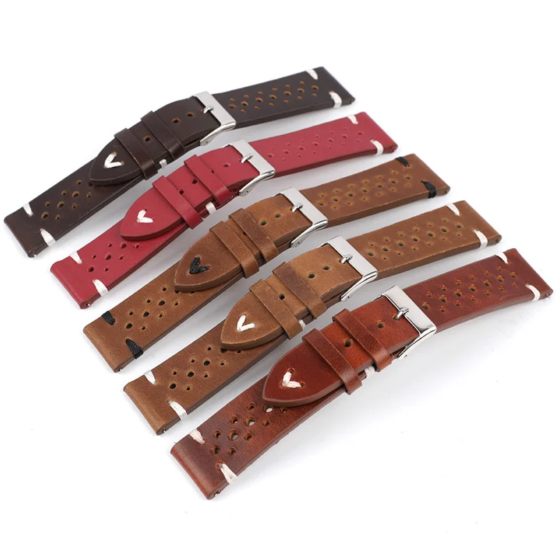 Handmade Oil Wax Cowhide Breathable Correas De Relojes Smart Watch Belt Leather Strap Bands