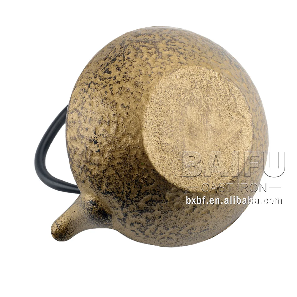 Chinese Classic Cast Iron Teaware Teapot Golden Cast Iron Tea Kettle 800ml/27 Ounce