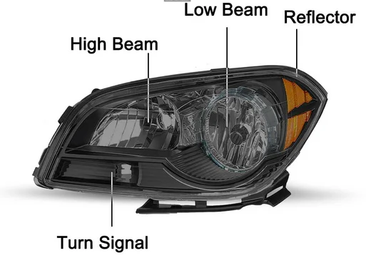 Halogen Headlights Headlamps Replacement Headlights Black Housing For 2008-2012 Chevy Chevrolet Malibu 08-12 Left+Right Pair
