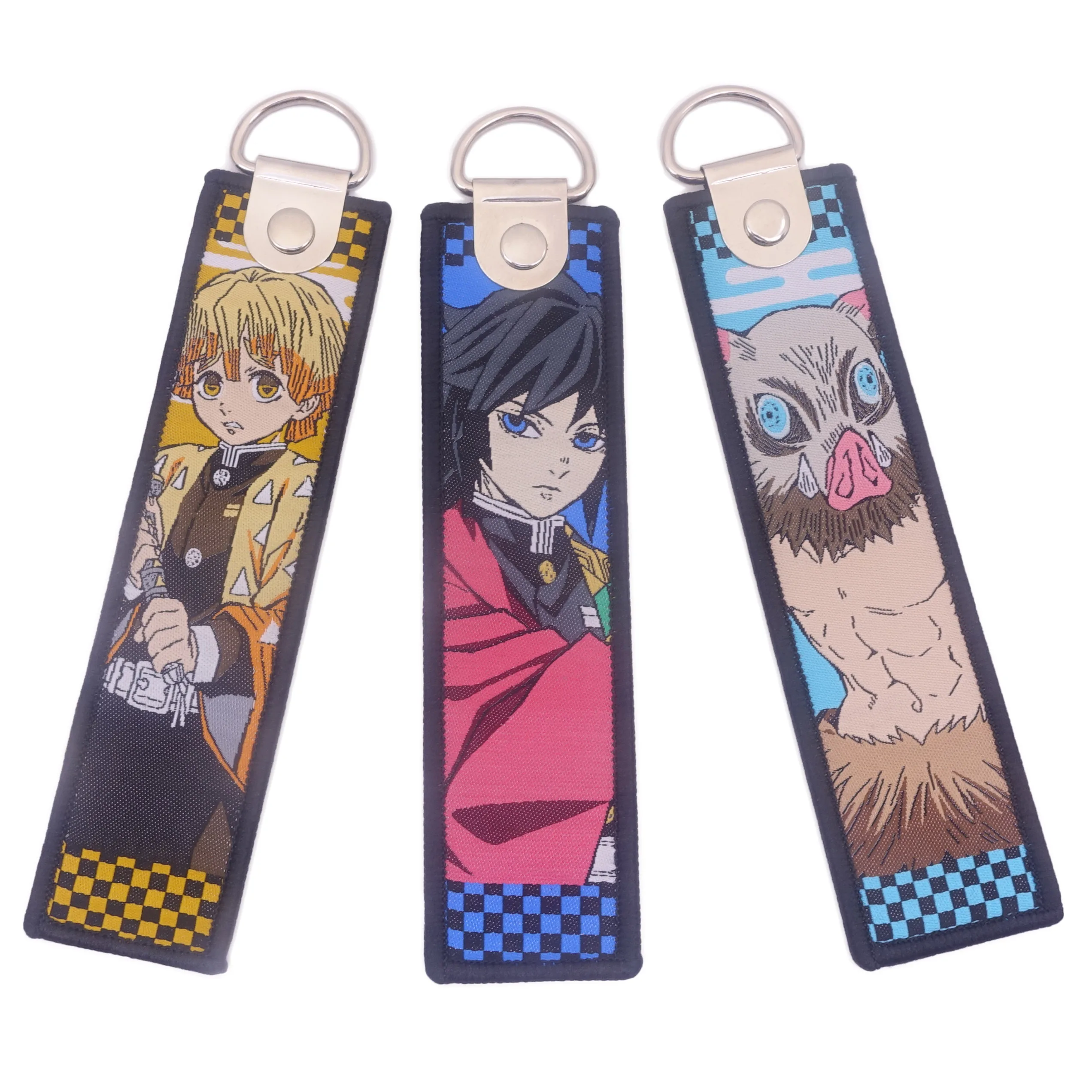 
No Minimum Custom Logo Key Chain Embroidery Fabric Woven Cartoon Keychains /Brand Key Ring Jet Tag 